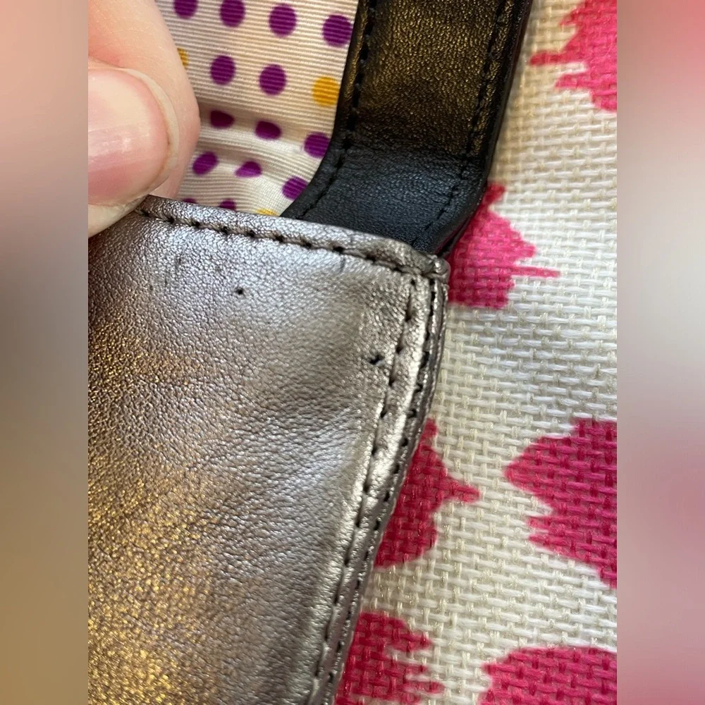 Kate Spade Metallic Silver Leather Flap Clutch/Wristlet